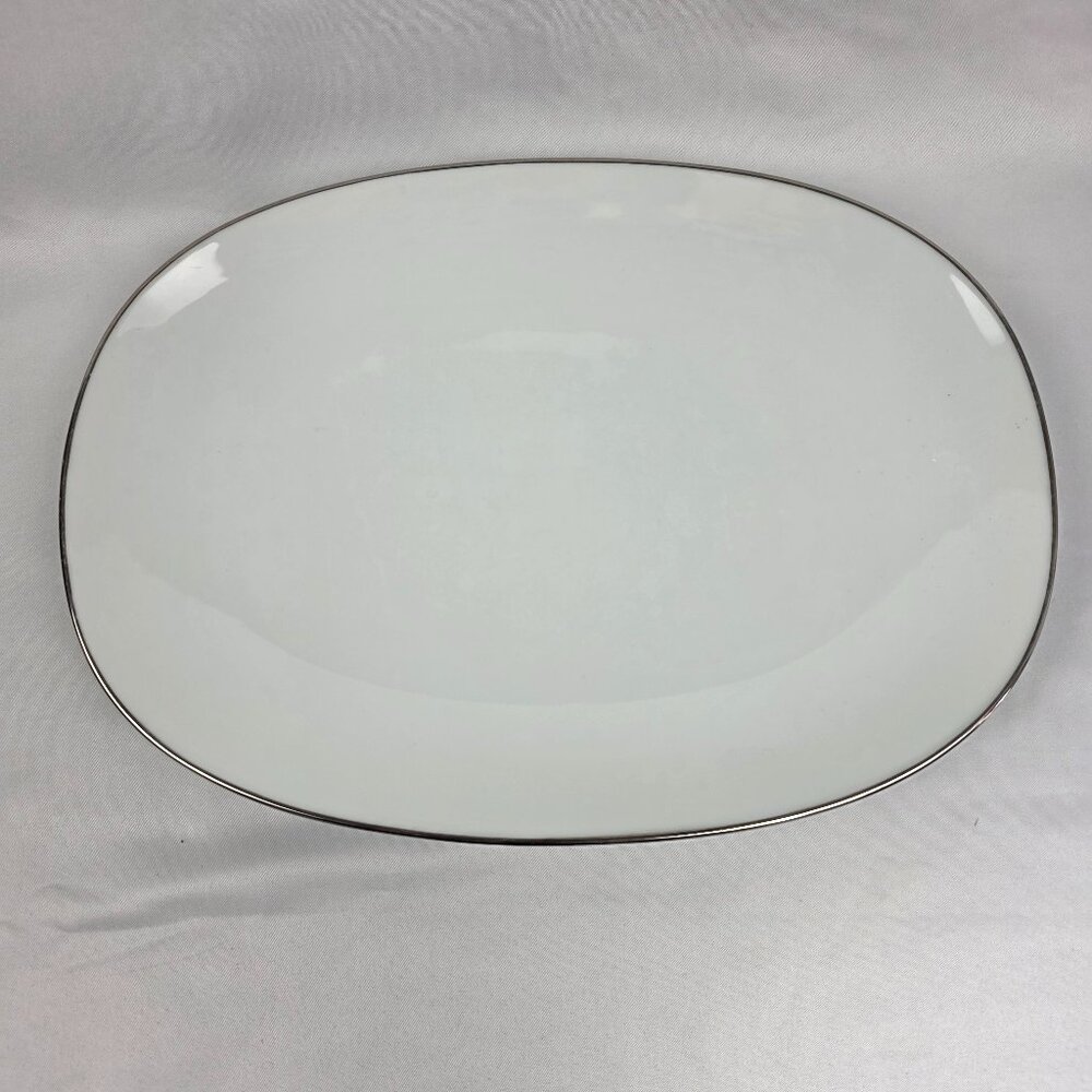 Noritake Fremont #6127 Serving Platter 11 Inch White with Platinum Trim
